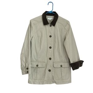 Christopher&Banks Brown Corduroy Collar/Cuff Beige Chore Jacket Size M
